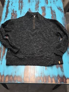tentree Black Marled Quarter-Zip Pullover